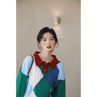 Áo Len Hàn Quốc Phối Cổ đỏ 784