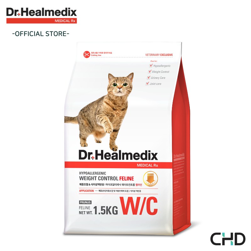 THỨC ĂN HẠT CHO MÈO (KHÔNG GÂY DỊ ỨNG &amp; QUẢN LÝ CÂN NẶNG) - DR. HEALMEDIX HYPOALLERGENIC WEIGHT CONTROL FELINE 1,5kg