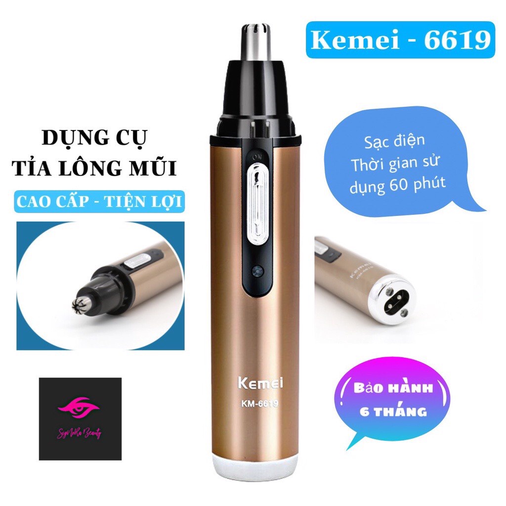 Máy Cắt Tỉa Lông Mũi Thông Minh Kemei 6619 Sạc Pin Cao Cấp