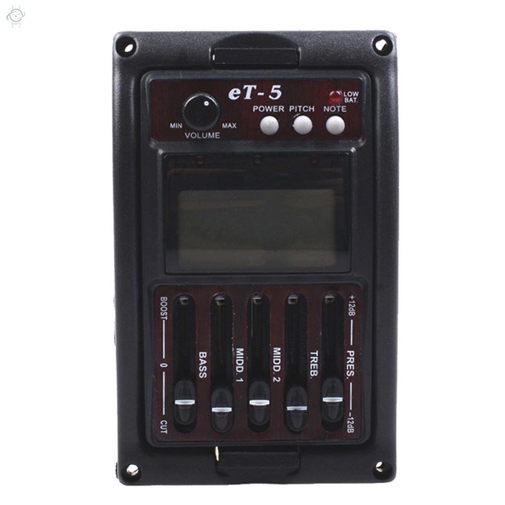 ♫5 Band Acousitc Guitar Preamp EQ Equalizer Preamp Piezo Pickup Tuner ET-5