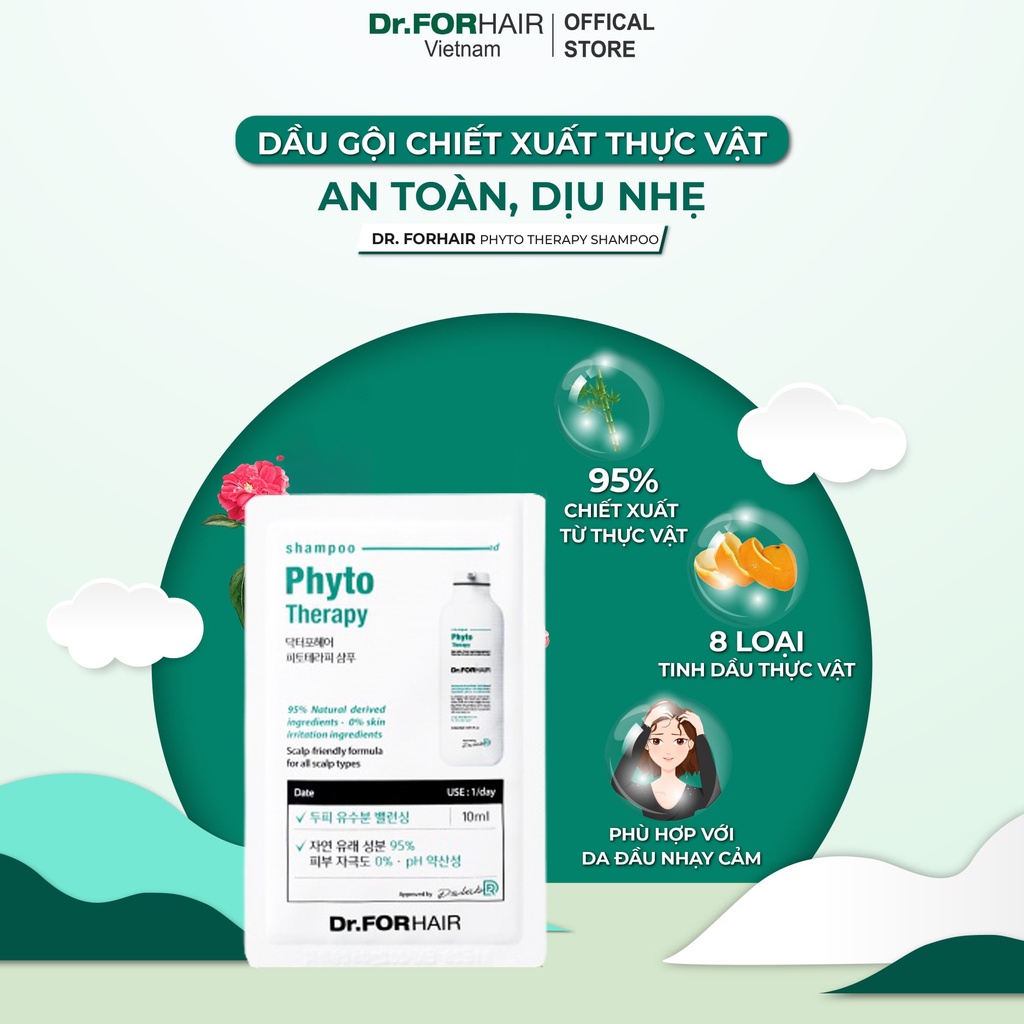 Dầu Gội Dr.FORHAIR Phục Hồi Tóc Hư Tổn, Dưỡng Tóc Chăc Khỏe Dr For Hair Phyto Therapy 50ml/5 gói