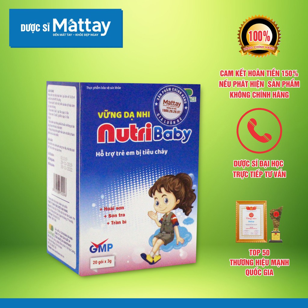 ❤️ Vững Dạ Nhi NutriBaby - Hộp 20 Gói - Hỗ Trợ Tiêu Hóa, Giảm Đầy Hơi, Chướng Bụng