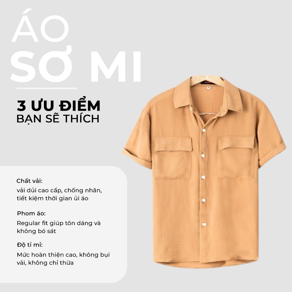 Áo Sơ Mi Nam Ngắn Tay Nam Hàn Quốc, Có Kiểu Áo Sơ Mi Đẹp - Basic Boutique SM611