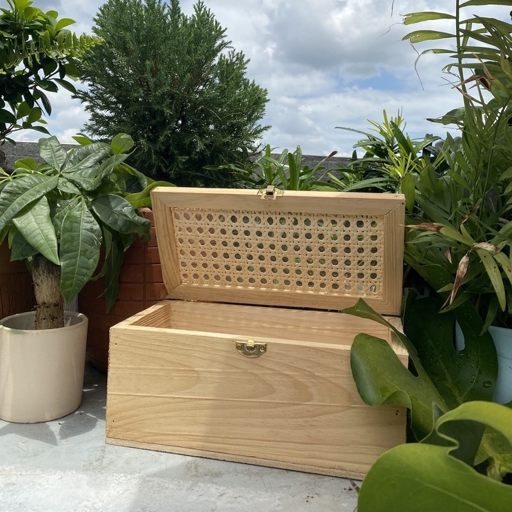 HỘP GỖ THÔNG ĐAN MÂY TỰ NHIÊN, HỘP QUÀ TẶNG, TRANG TRÍ