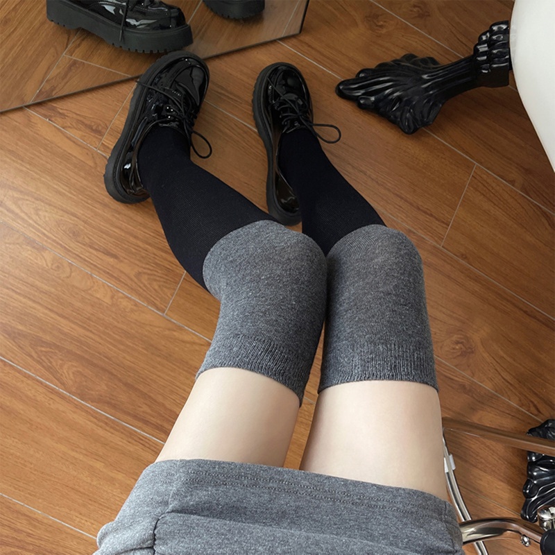 Vớ dài qua gối phong cách Lolita màu đen xám 10MK