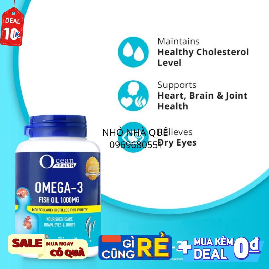 DẦU CÁ #OMEGA 3 1000MG OCEAN #HEALTH CHO #BÉ VÀ CẢ GIA ĐÌNH-TINH KHIẾT TỪ DẦU CÁ BIỂN NEWZEALAND