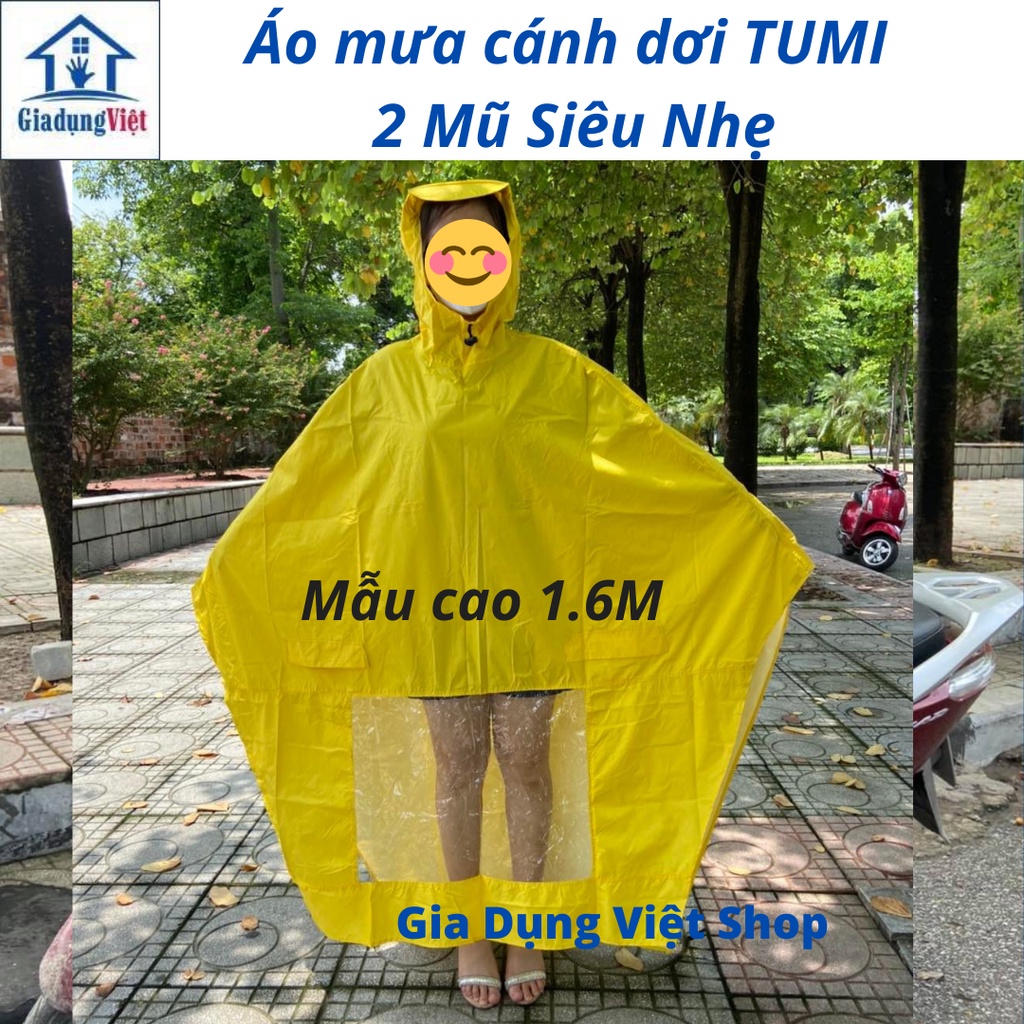 Áo mưa cánh dơi 2 mũ siêu nhẹ TUMI NEW