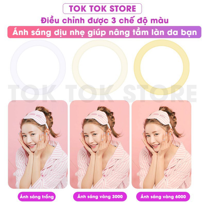 Đèn Livestream quay Tiktok, trợ sáng chụp hình. Hỗ trợ Makeup, Thâm mỹ, Trẻ hóa da bảo vệ mắt.