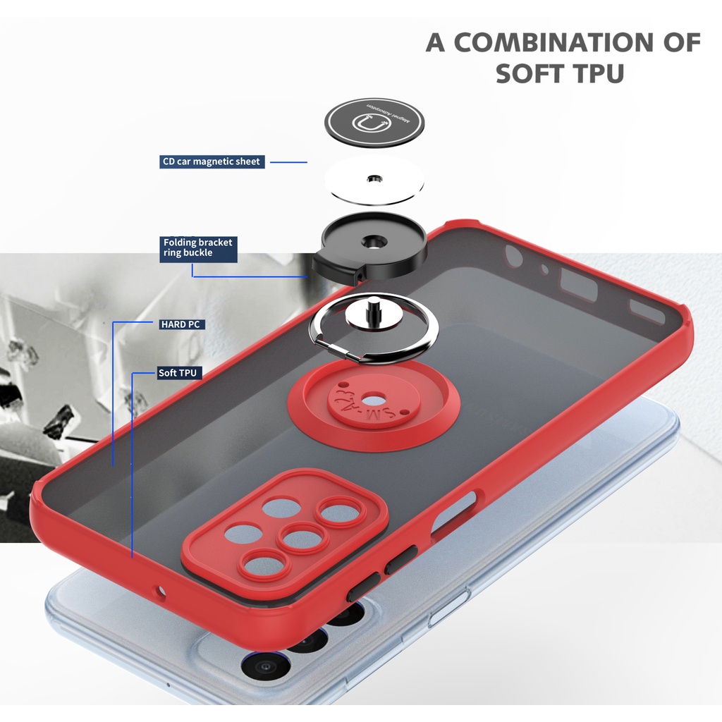 Ốp Điện Thoại Nhựa PC Cứng Viền TPU Dẻo Nhám Có Khuyên Nam Châm Chống Sốc Cho Samsung Galaxy A53 A13 A23 A33 A73 4G 5G