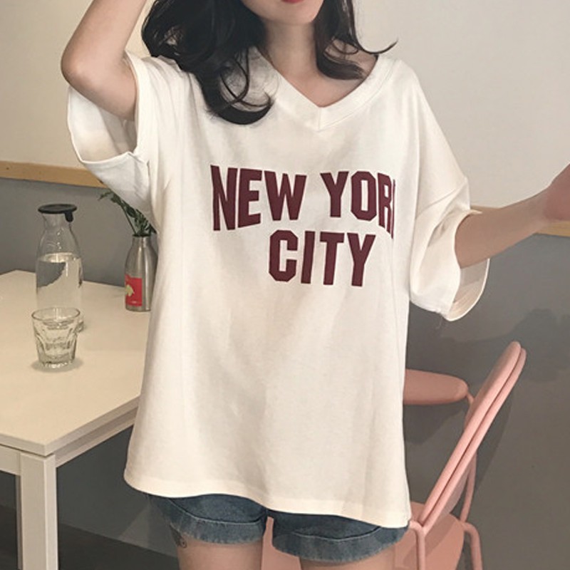 ÁO THUN NỮ NEW YORK CITY CỔ TIM