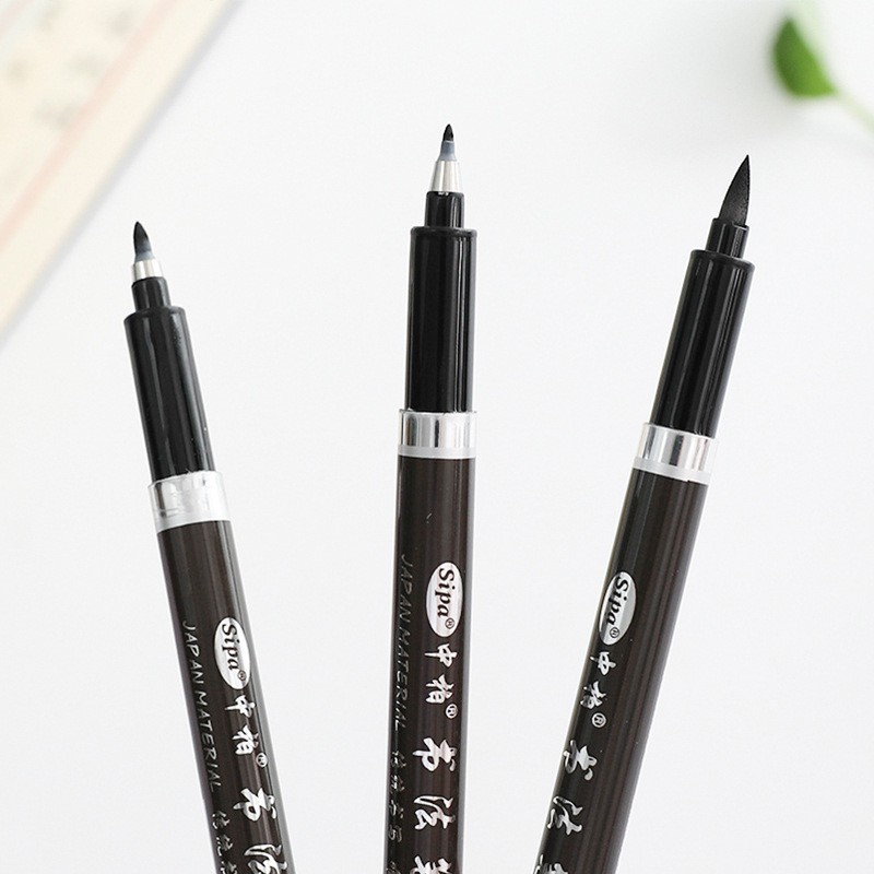 Set 3 Bút Lông Mực Đen Viết Thư Pháp Thiết Kế Nghệ Thuật Ngòi Mảnh Vừa C6867