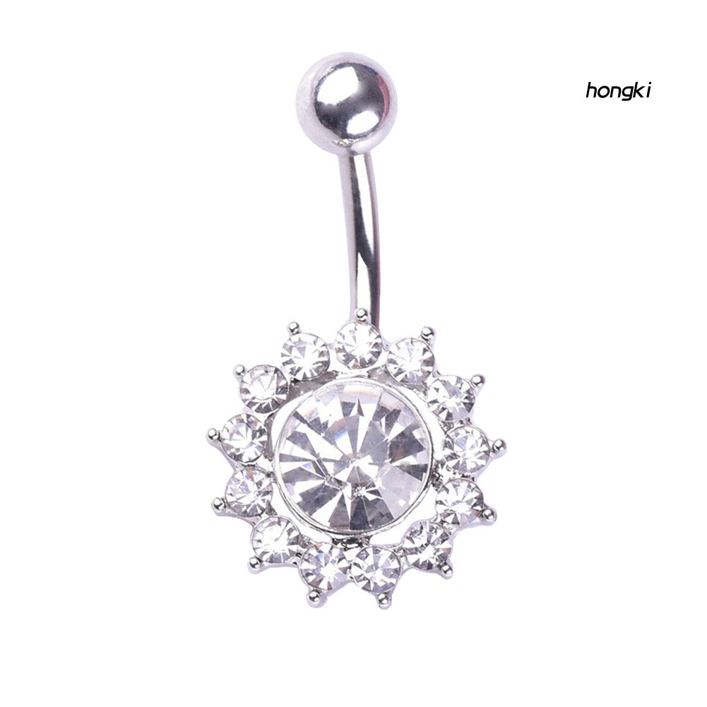 Khuyên rốn hình hoa đính đá lấp lánh xinh xắn