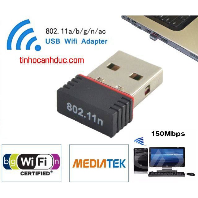 USB kết nối Wi-Fi Chuẩn N 150Mbps Siêu nhỏ gọn tốc độ 150m
