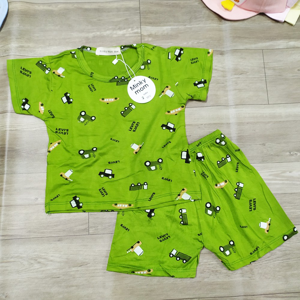 [Mã FASHIONT4FA2 giảm 10K đơn 50K] Bộ quần áo cộc tay thun lạnh IN HÌNH Minky Mom cho bé (3-15kg)