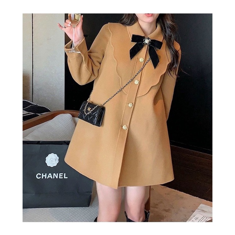 Áo khoác vải tweed hai mặt màu nâu/đen phong cách vintage Pháp cao cấp cho nữ | BigBuy360 - bigbuy360.vn