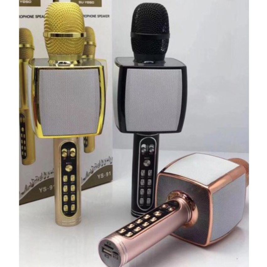 Micro Karaoke Không Dây YS-91 Cao Cấp, Mic hát karaoke bluetooth hỗ trợ ghi âm thẻ nhớ, Tamina