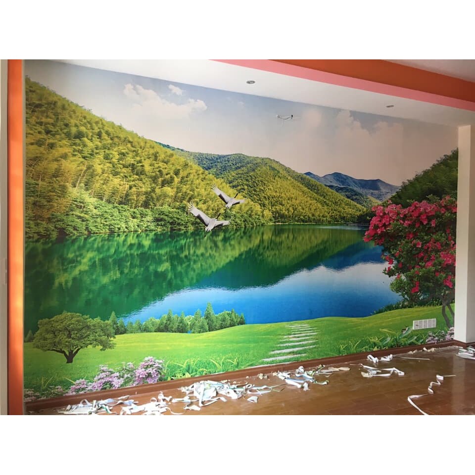 Tranh dán tường 3D Hoa sen 60*90