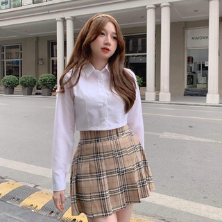 Áo sơ mi dáng croptop mềm Popi Mayberoom