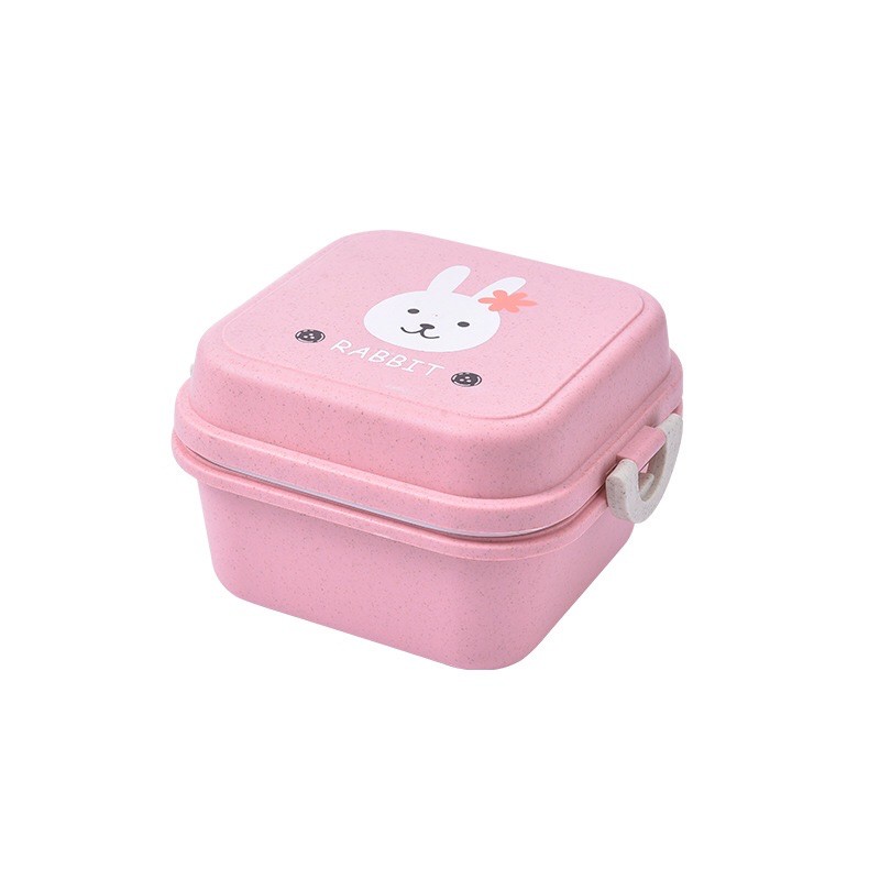 Hộp Cơm Lúa Mạch 2 Tầng Ngăn In Thỏ Mèo | BigBuy360 - bigbuy360.vn