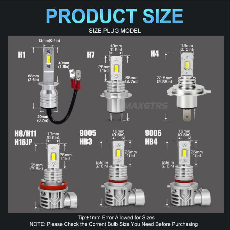 Bộ 2 bóng đèn sương mù MAXGTRS H4 H7 H8 H11 9005 Hb3 9006 Hb4 H16Jp chip LED Canbus siêu sáng dùng cho xe hơi