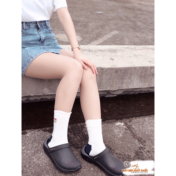 Dép Sục Cross Literide Nam Nữ Màu Đen Hàng chuẩn Full Tag, Full Hộp Hãng