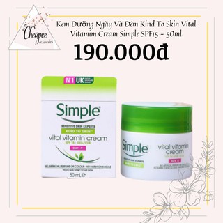 Kem Dưỡng Ẩm Da Ngày Và Đêm Kind To Skin Vital Vitamin Cream Simple Night Cream