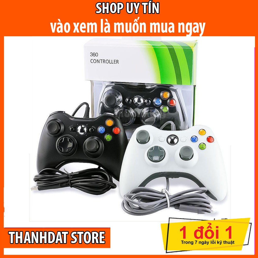 Tay cầm chơi game Xbox 360 - Có đầu cắm USB hỗ trợ PC, Laptop - Hàng chính hãng