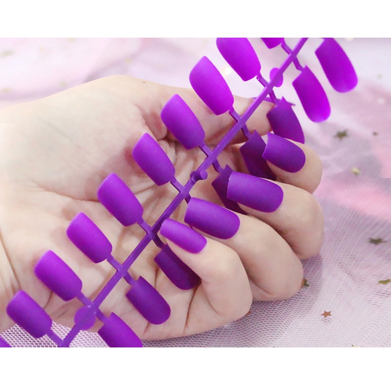 [ 722 - 07 TÍM SIM ] Móng Giả Phom VUÔNG DÀI - SƠN MỊN [Tặng Miếng Dán Và Dụng Cụ] Lẻ