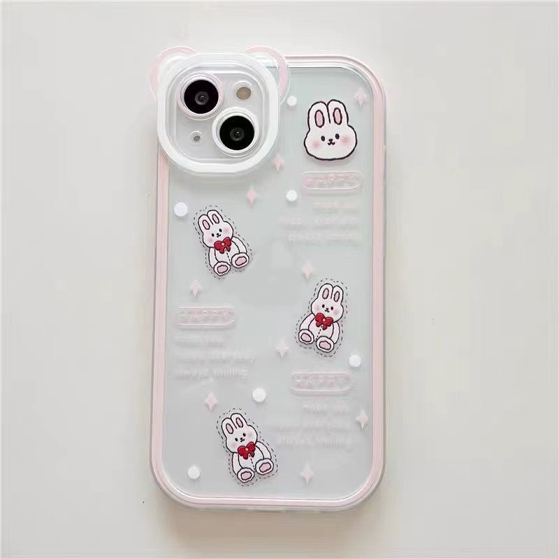 (SIÊU RẺ) Ốp lưng iphone cam tai thỏ happy hồng xinh 7plus/8/8plus/x/xr/xs/11/12/13/pro/max/plus