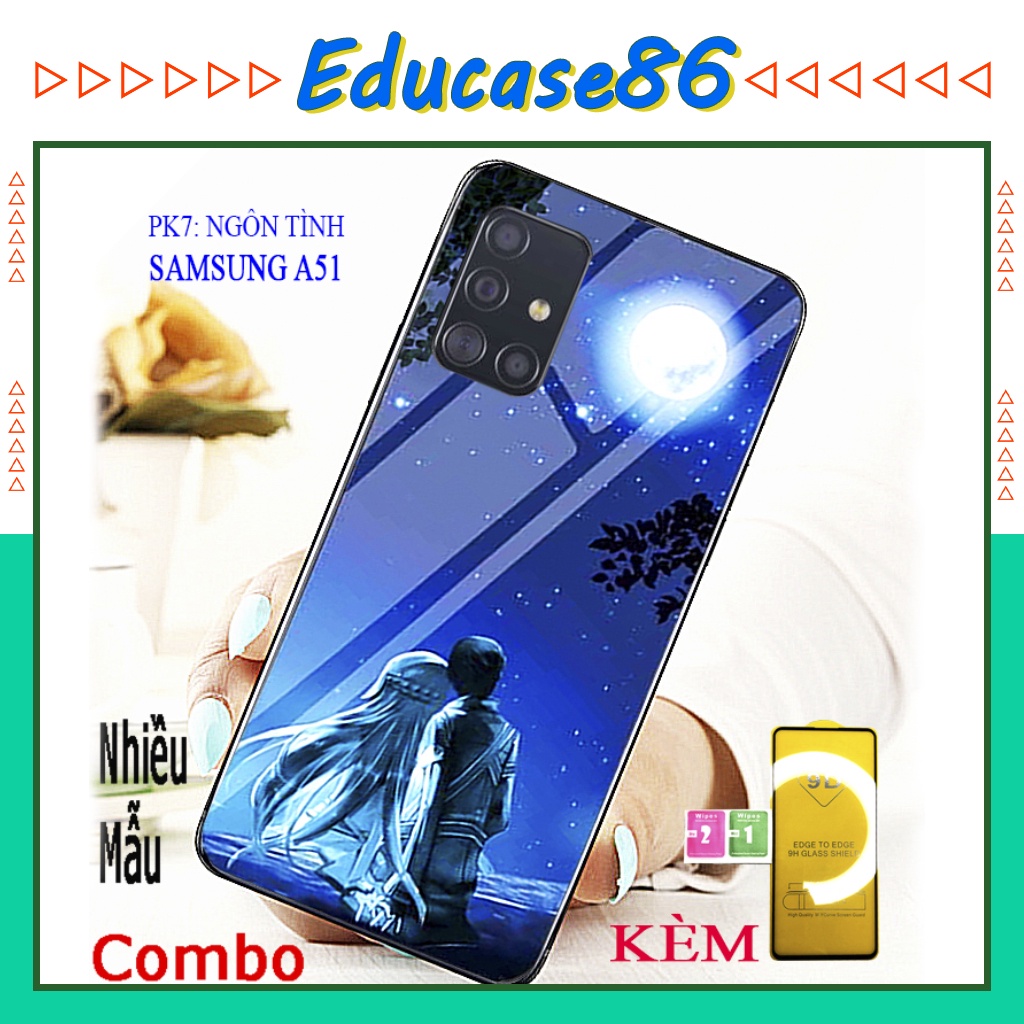 (COMBO ốp lưng )1 ốp lưng điện thoại SAMSUNG A51 và 1 kính cường lực full màn hình SAMSUNG A51, Có kèm video Educase86