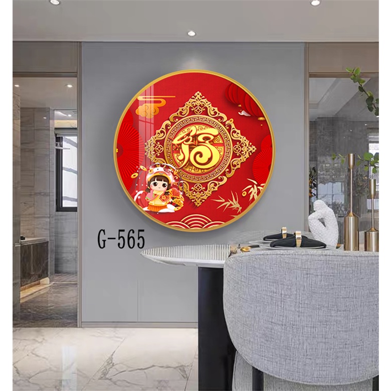 Tranh tráng gương dáng tròn, họa tiết đơn giản hiện đại, loại treo tường rẻ bền đẹp thế giới quà tặng