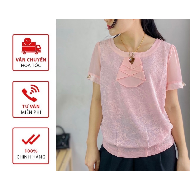 Áo Sơ Mi Ren Ép Hồng Chất Co Giãn bigsize Từ L Đến 3XL Cao Cấp