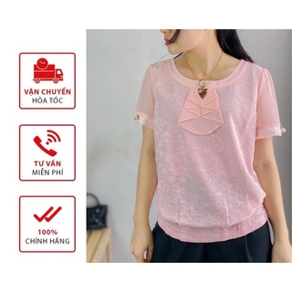 Áo Sơ Mi Ren Ép Hồng Chất Co Giãn bigsize Từ L Đến 3XL Cao Cấp