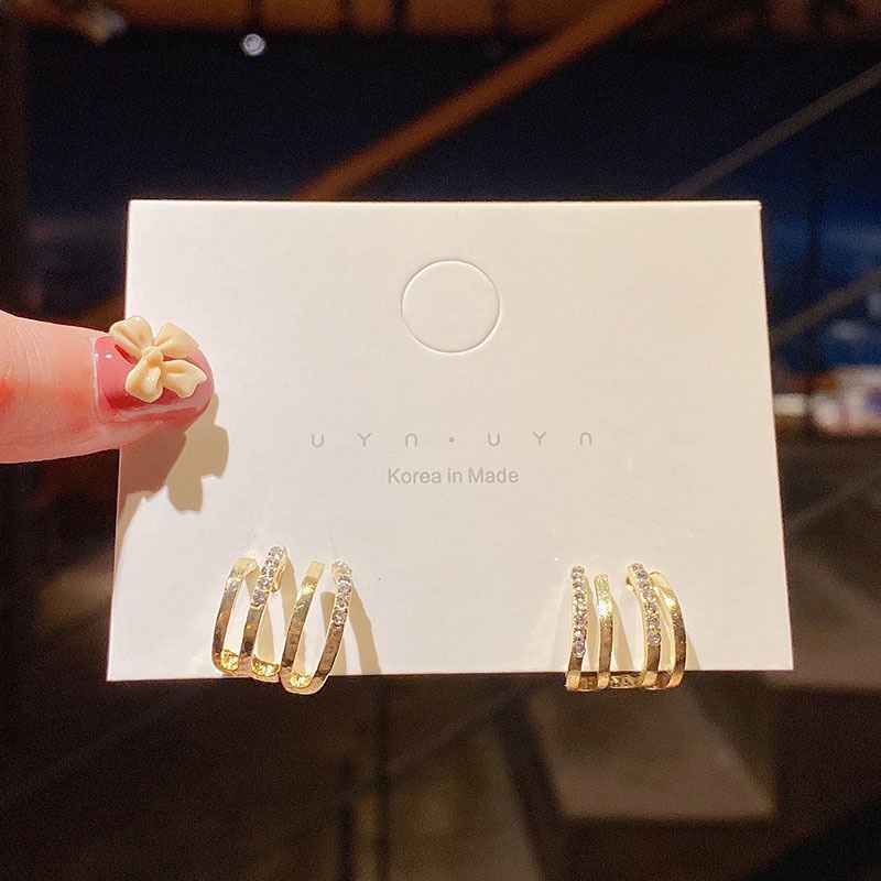 Bông tai mạ bạc 925 thiết kế hình học độc đáo