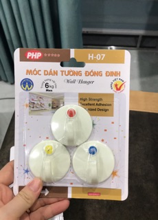 Móc dán tường đóng đinh -3 móc/vỷ