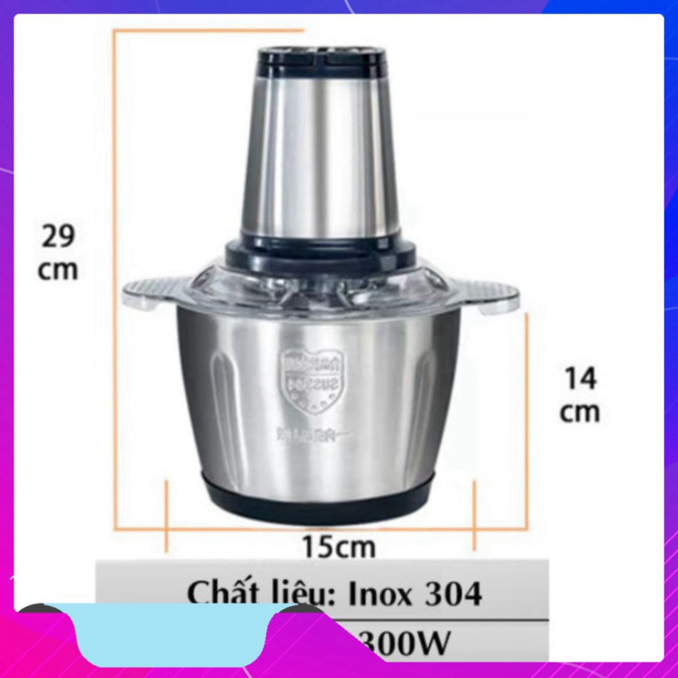 Máy Say INOX 304 2L Công Suất 250W, 4 Lưỡi, Cối  Đa Năng