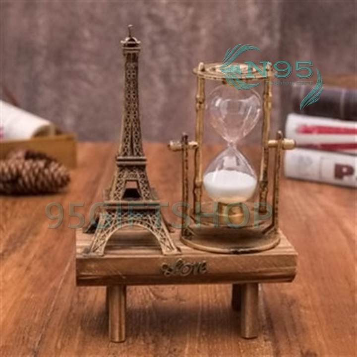 Đồng hồ cát tháp eiffel Paris kèm khung gỗ quà tặng quà lưu niệm văn phòng phẩm độc lạ phụ kiện trang trí bàn làm việc