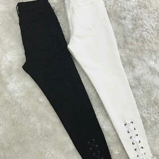 Quần jeans đan dây chân
