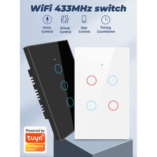 Công tắc thông minh Wifi+RF433 Tuya 1-2-3-4 nút