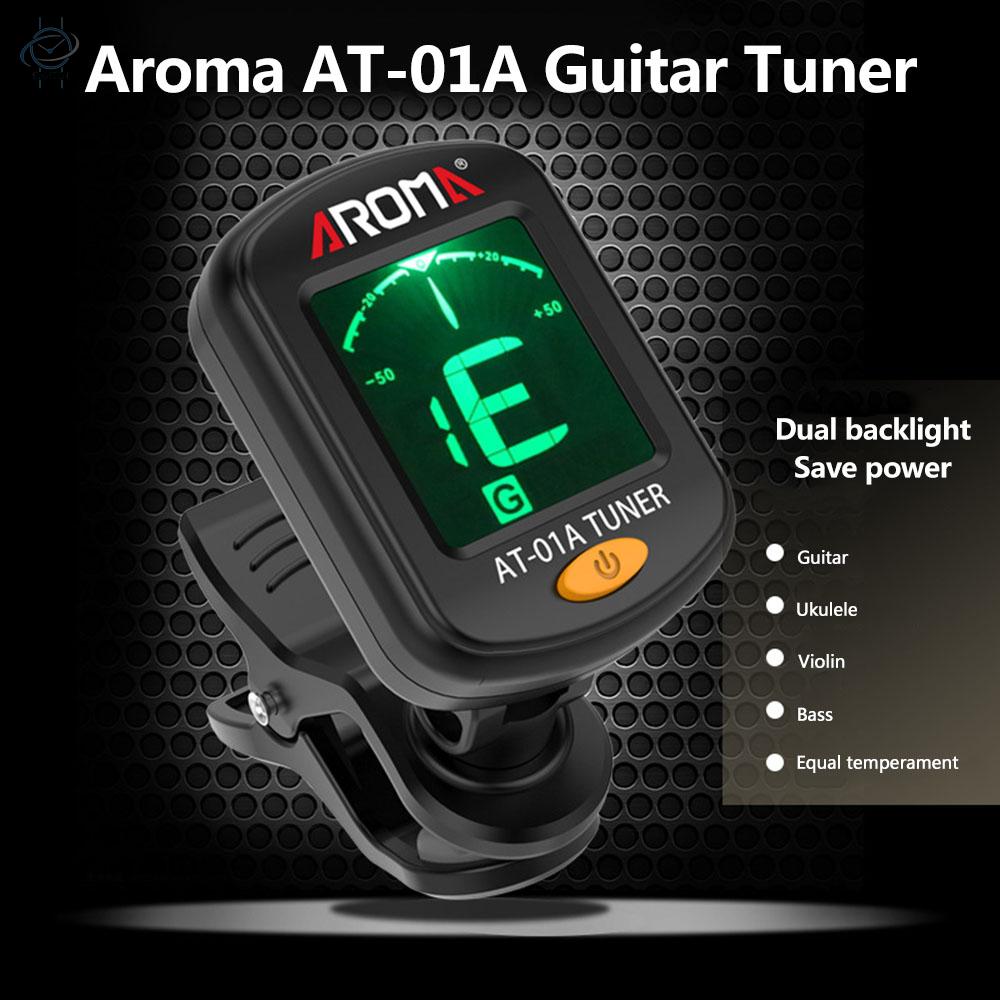 ♫Aroma AT-01A Rotatable Guitar Tuner Clip-on Tuner LCD Display for Guitar Bass Ukulele Violin