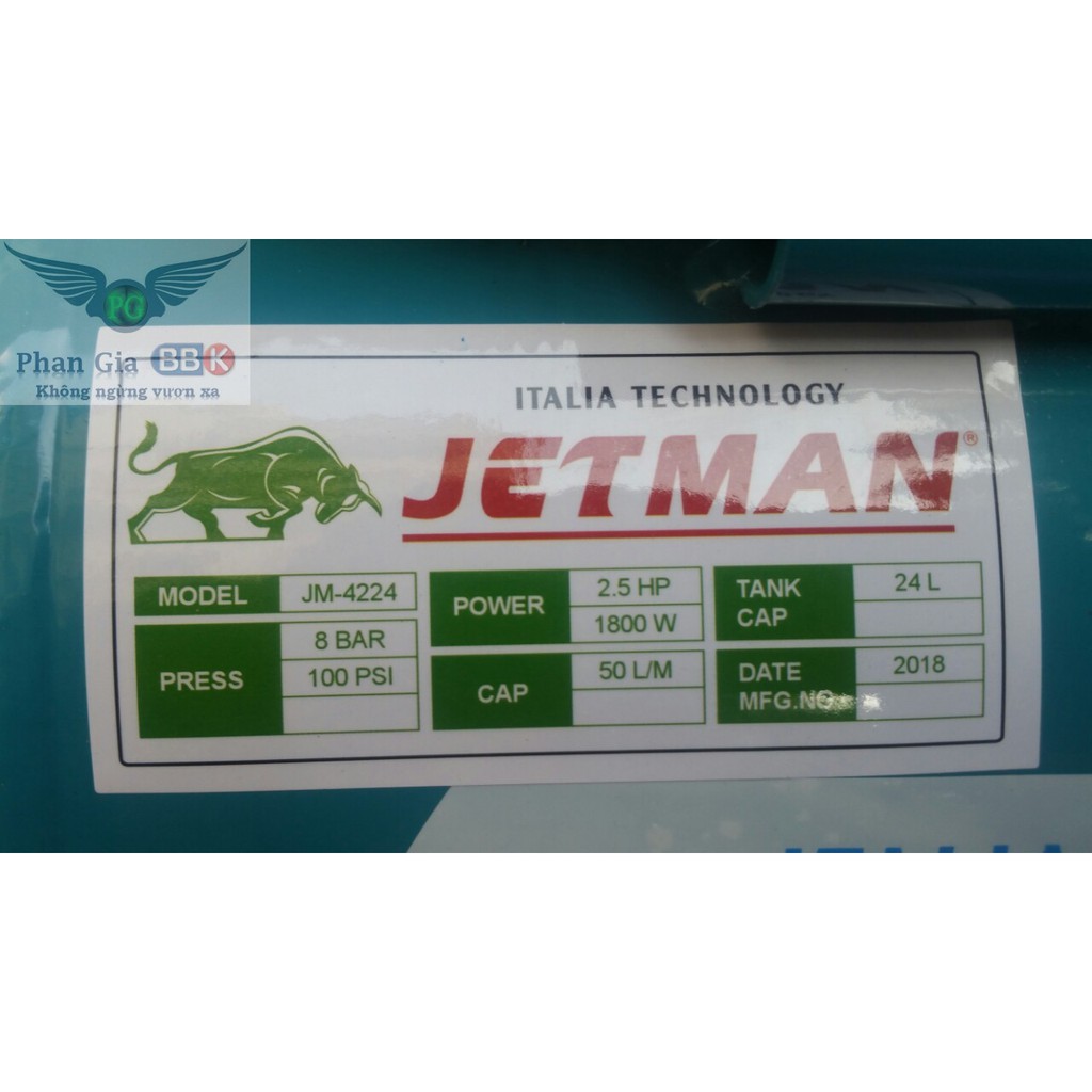 MÁY NÉN KHÍ CÓ DẦU 24L JETMAN 2.5HP - BH 1 NĂM