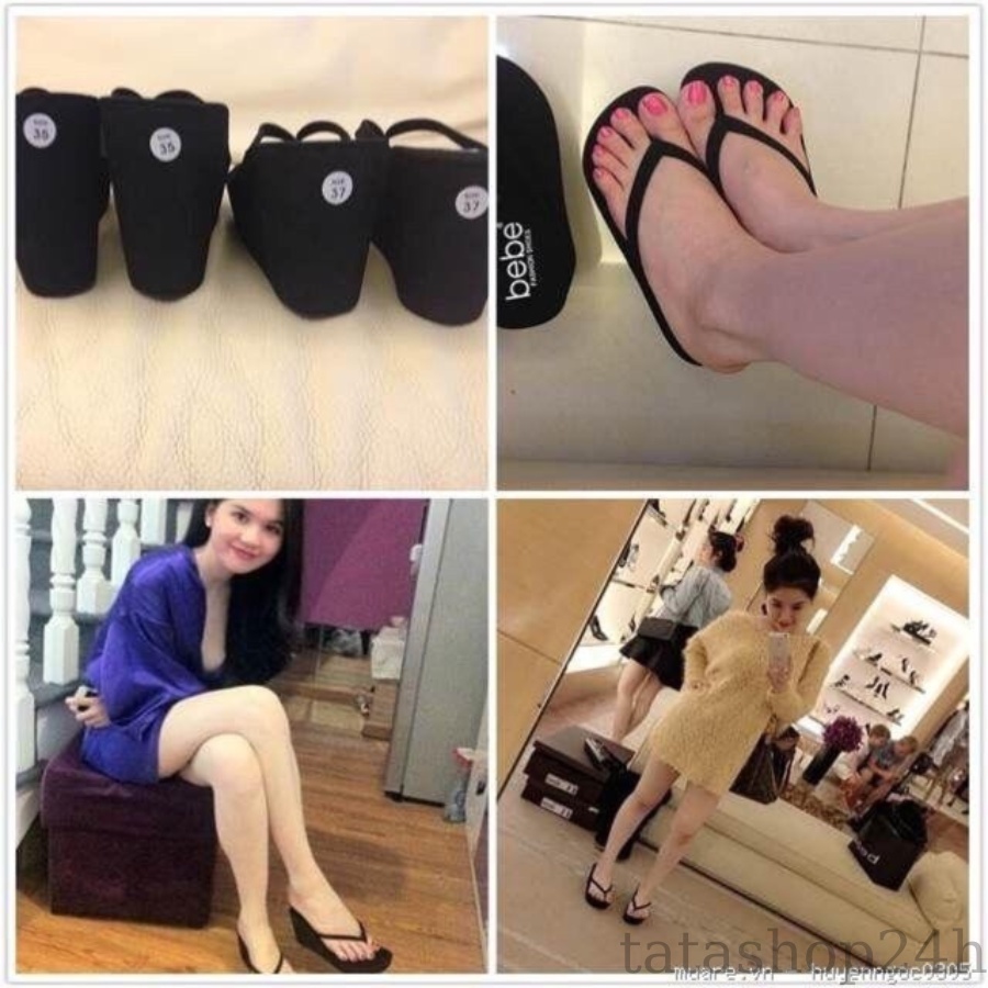 Dép tông nữ xỏ ngón BeBe Cao 5CM, 7CM, 9CM quai vải đế đúc - DL097