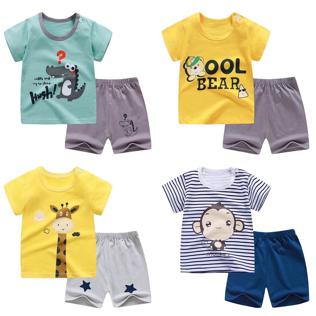 Bộ Hè Cho Bé Trai Bé Gái Từ 12 Tháng Đến 8 Tuổi Chất Cotton Co Giãn Thoải Mái Dễ Thương 8 Mẫu
