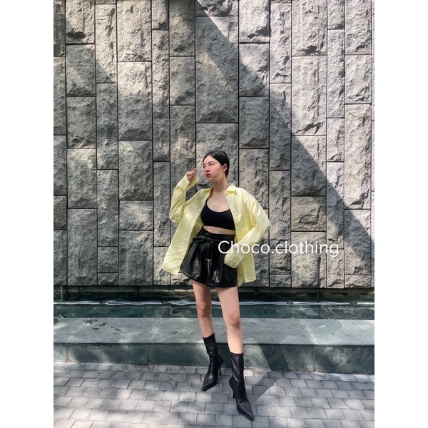 Áo somi tay dài màu VÀNG PASTEL tươi tắn