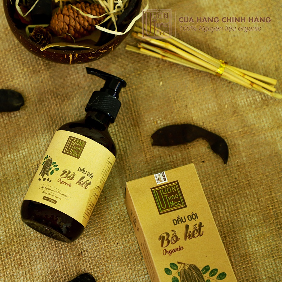 Dầu gội bồ kết VƯỜN THẢO MỘC ORGANIC cho mái tóc chắc khỏe hương thơm mát tự nhiên chai vừa 300ml