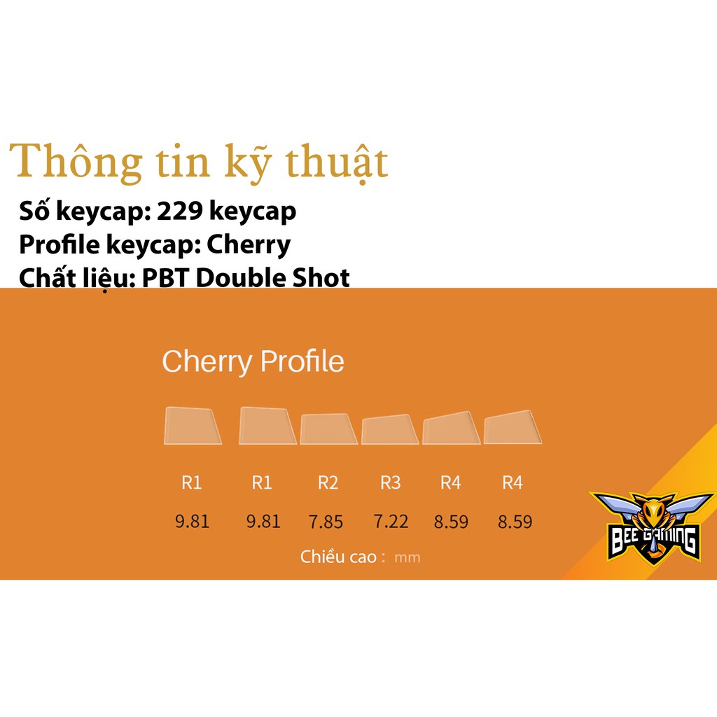 Bộ keycap AKKO Carbon Retro (Chất liệu PBT Double Shot, Cherry Profile, 229 nút)