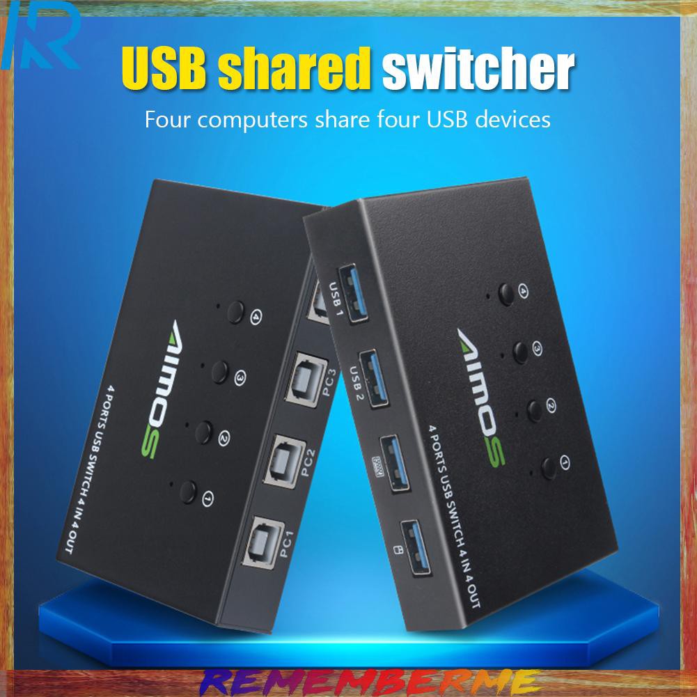 4 Ports KVM USB Switch Printer Monitor 4 In 4 Out Extender Splitter Box