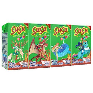 THỨC UỐNG SỮA SÔCÔLA LÚA MẠCH SUSU IQ - LỐC 4 HỘP X 110ML