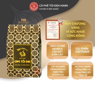Cà phê nguyên chất arabica cầu đất- túi 500gr- cafe tỏi đen nhãn vàng