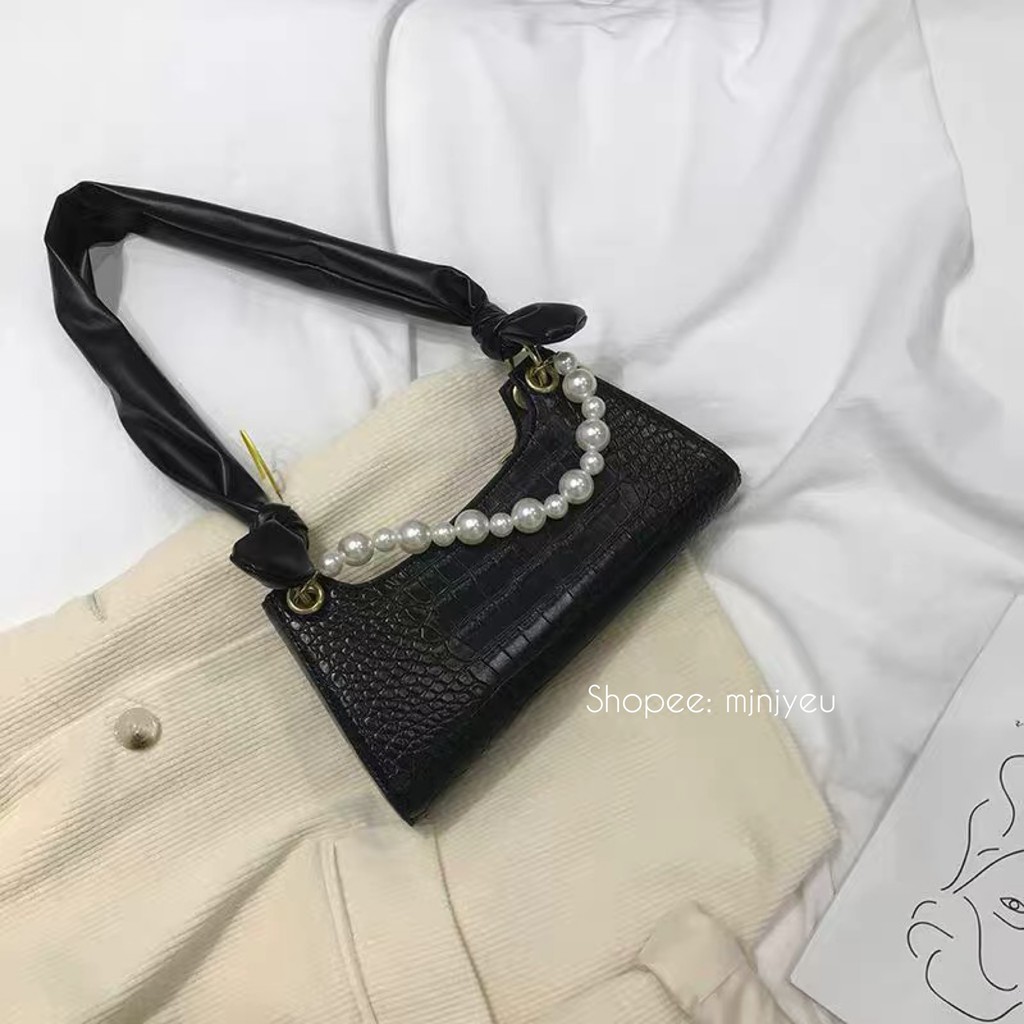 Túi kẹp nách Da Rắn Dây Xích Ngọc độc đáo chất da cao cấp siêu trend 2020